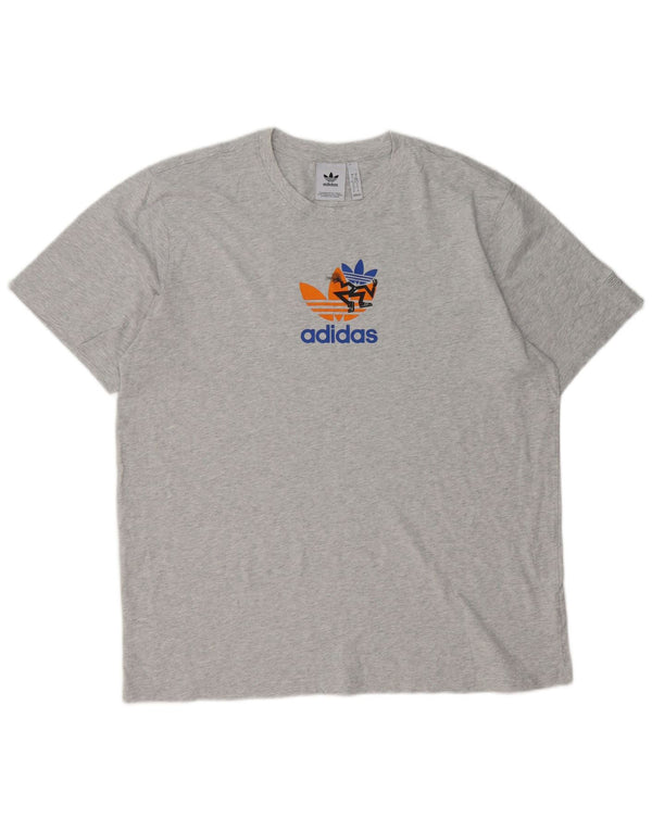 Adidas Męska koszulka graficzna Top XL Szara, nakrapiana bawełna