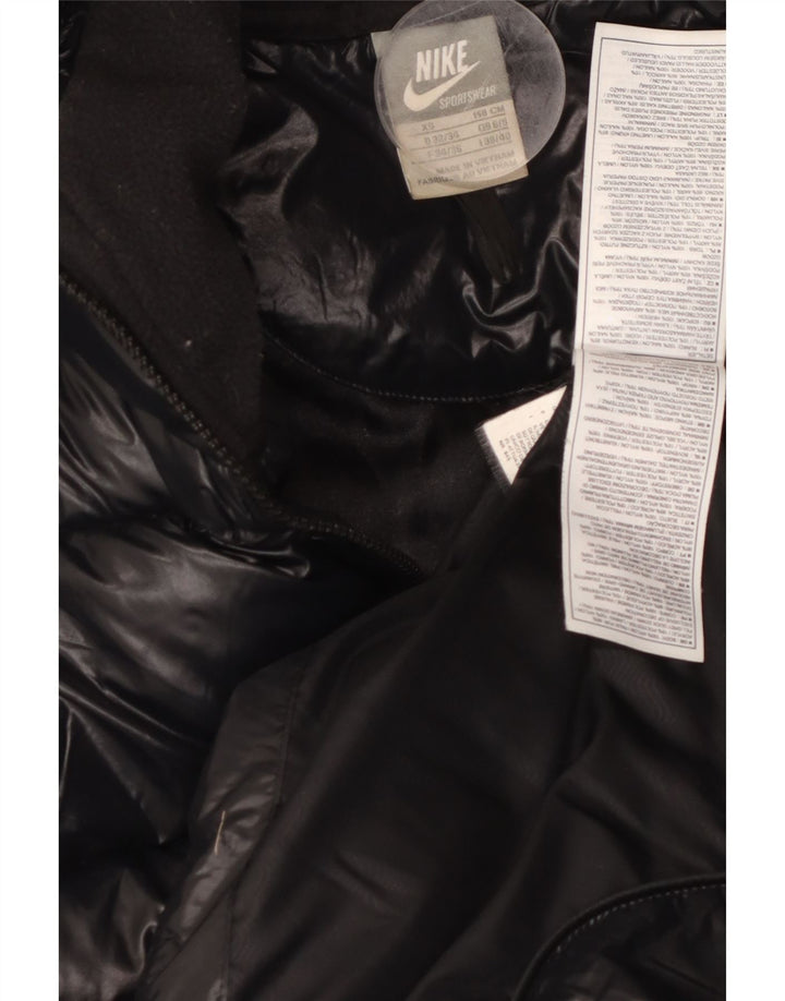 Damska wyściełana kurtka oversize z kapturem NIKE UK 6/8 XS, czarny nylon