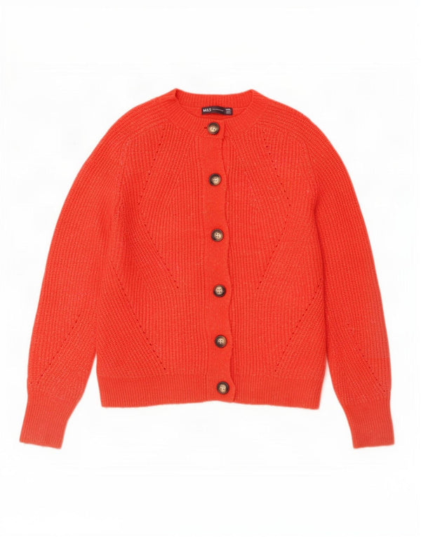 Marks & Spencer Damski sweter rozpinany UK 10 Mały, czerwony, nakrapiany akryl