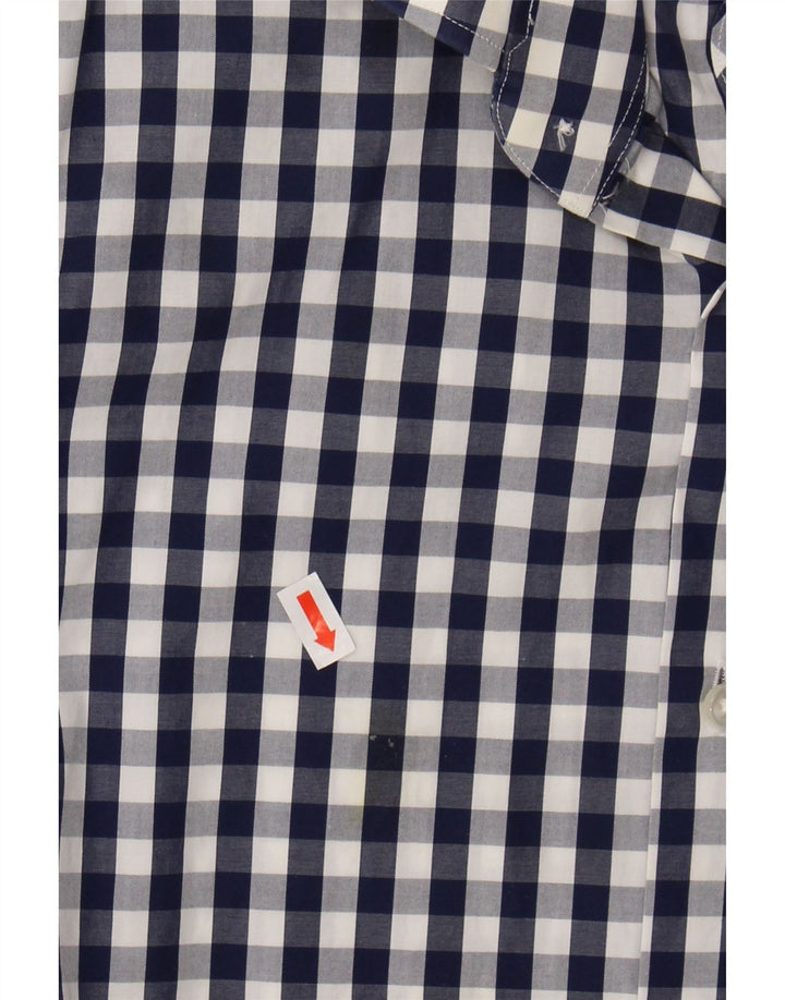 HUGO BOSS Mens Regular Fit Shirt Size 16 1/2 42 Large Navy Blue Gingham