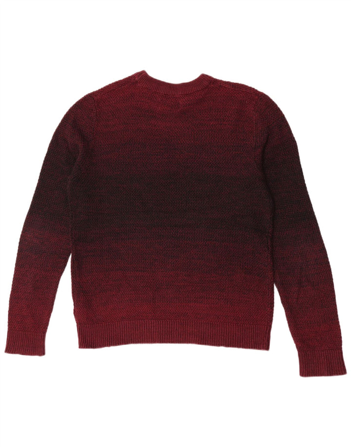 Męski sweter Jack & Jones z okrągłym dekoltem, średniej wielkości bordowa bawełna w blokach kolorów