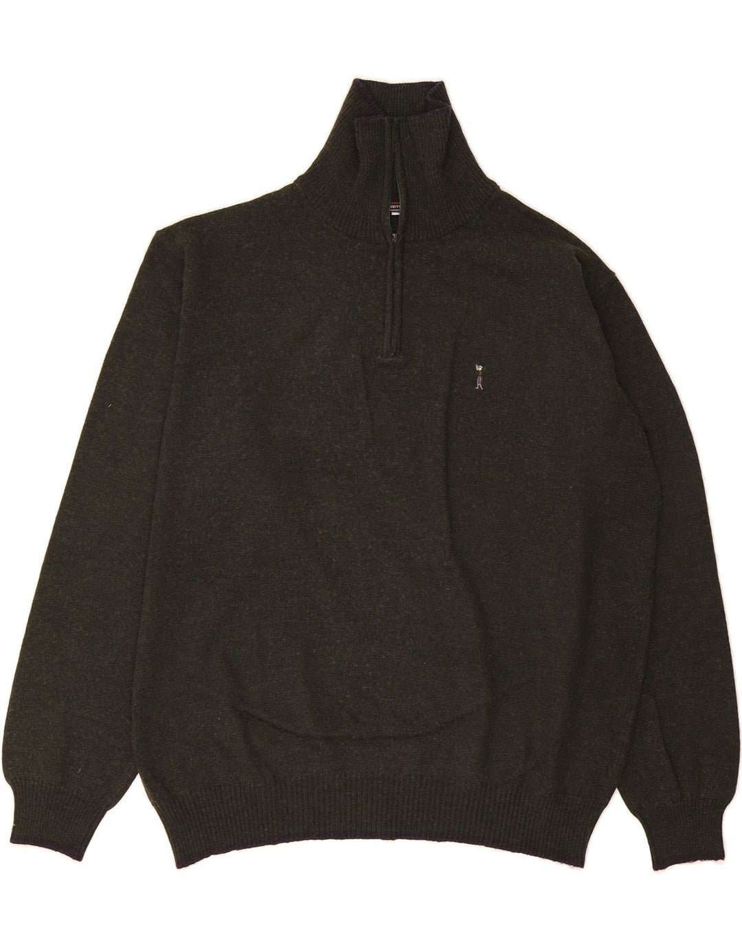 PIERRE CARDIN Mens Zip Neck Jumper Sweater 2XL Green Wool Vintage Pierre Cardin and Second-Hand Pierre Cardin from Messina Hembry 