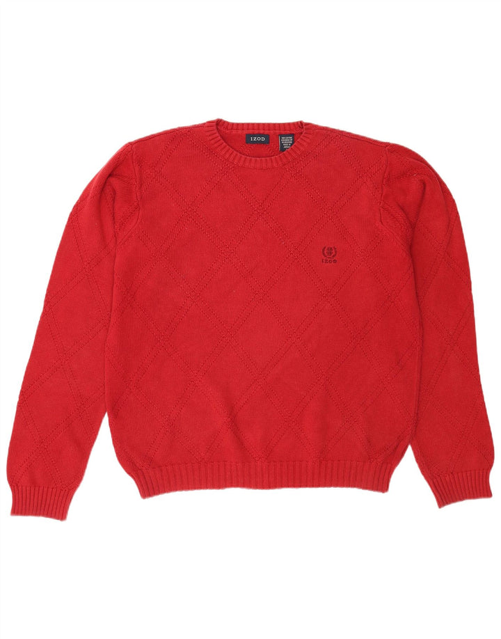 Izod Męski sweter z okrągłym dekoltem, mały, czerwony, bawełniany