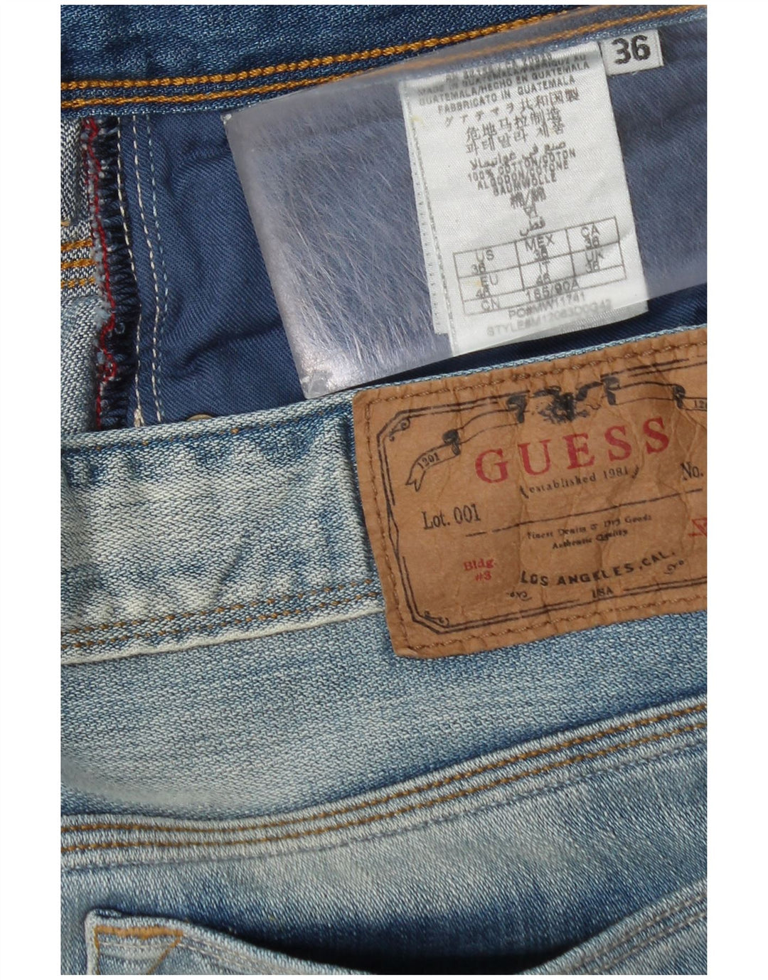 Jeansy Guess Męskie Proste W36 L34 Niebieskie Bawełniane