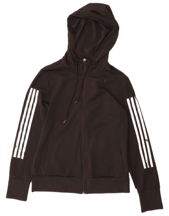 ADIDAS Womens Climacool Zip Hoodie Sweater UK 14 Medium Black Polyester
