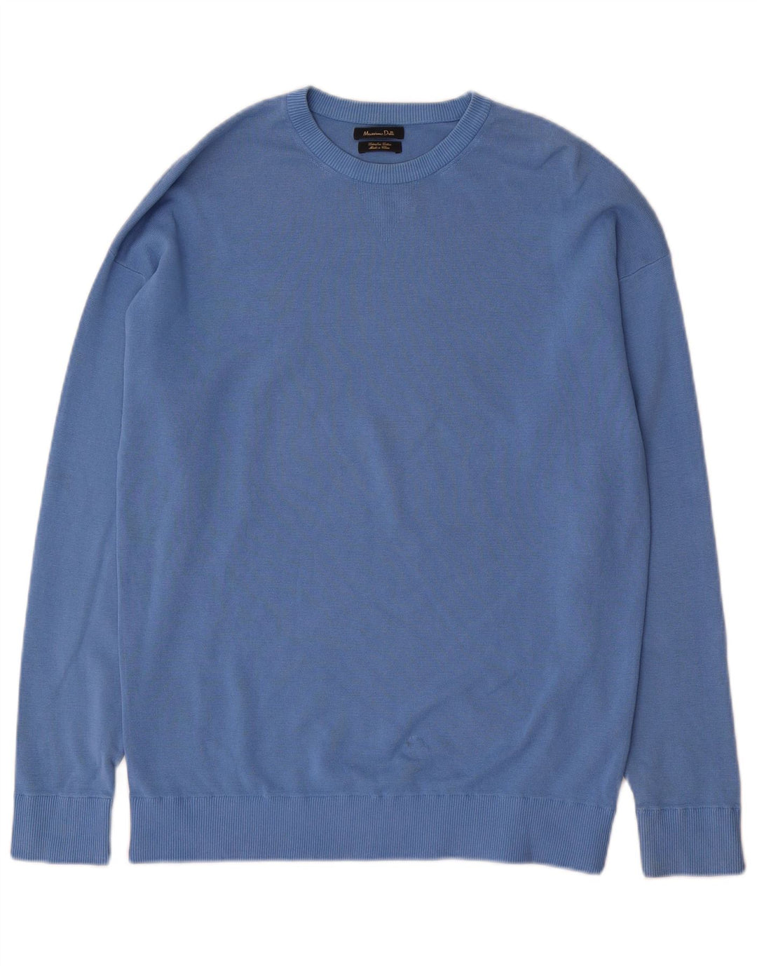 Męski sweter z okrągłym dekoltem Massimo Dutti, średnioniebieski, bawełniany
