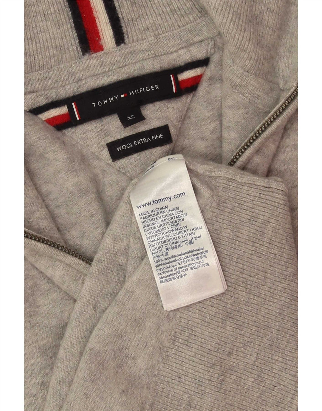 Męski sweter zapinany na zamek Tommy Hilfiger XS Szara wełna