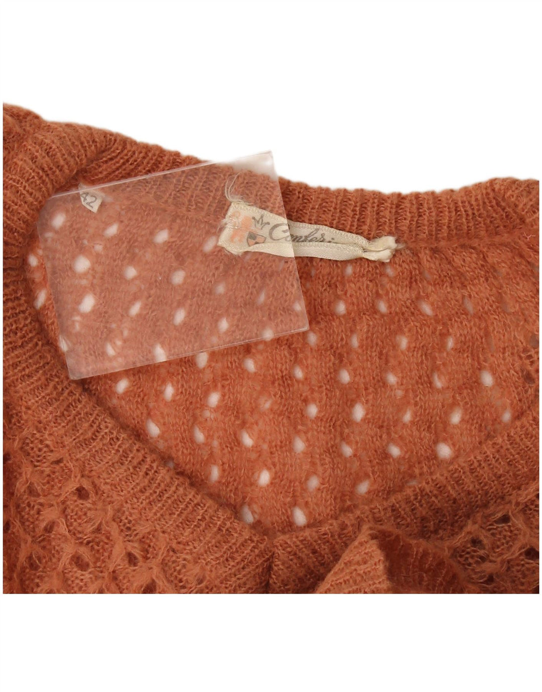 Sweter damski w stylu vintage z dekoltem w kształcie litery V IT 42 Średni brąz