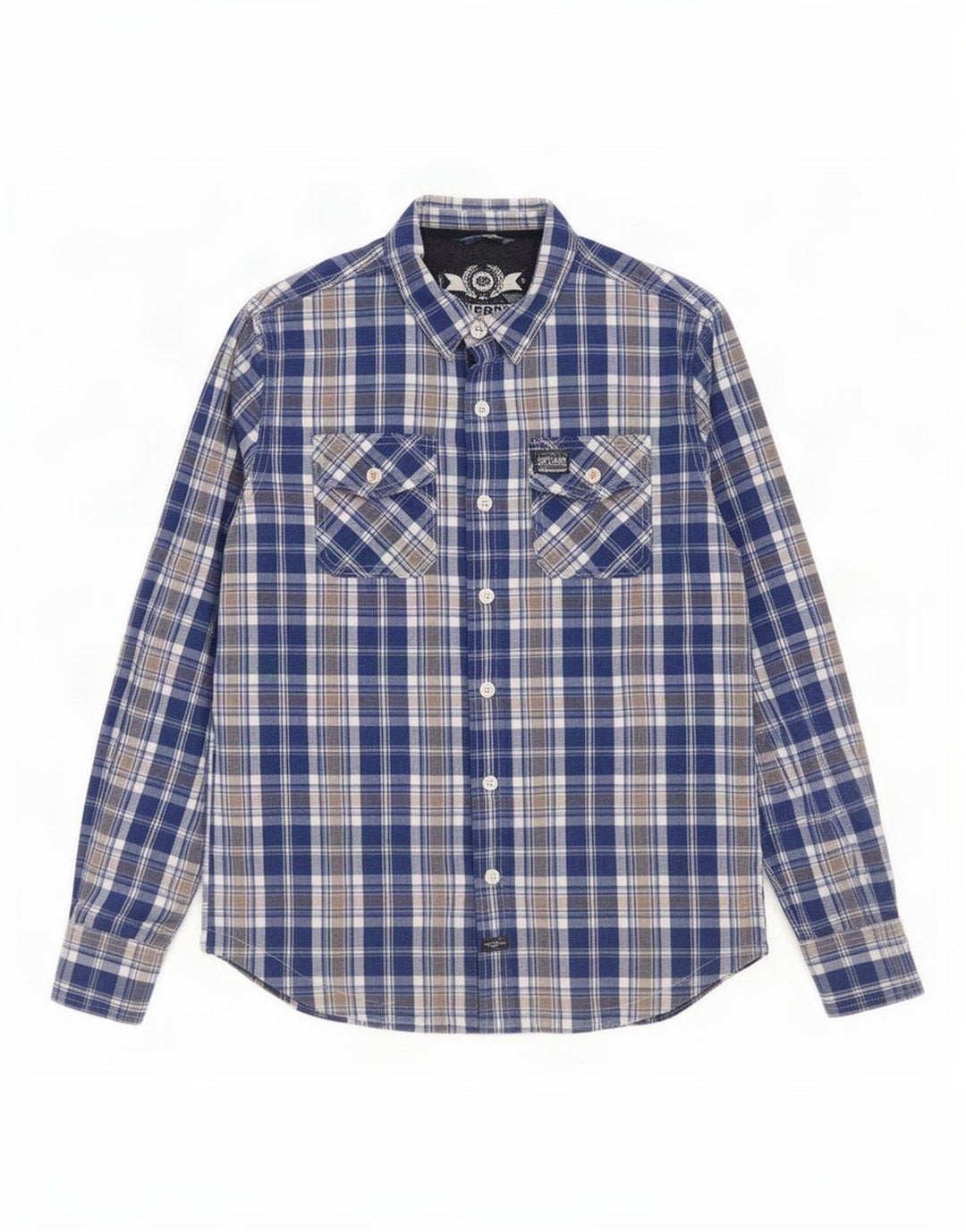 Koszula męska Superdry 2XL, bawełniana niebieska kratka