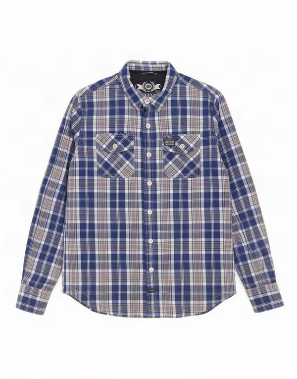 Koszula męska Superdry 2XL, bawełniana niebieska kratka