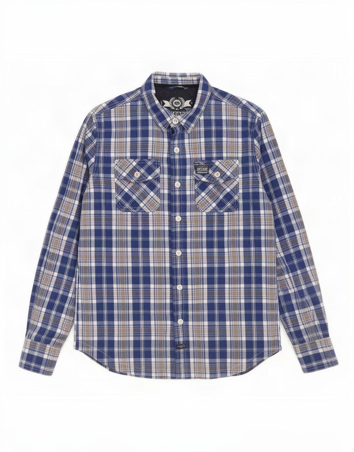 Koszula męska Superdry 2XL, bawełniana niebieska kratka