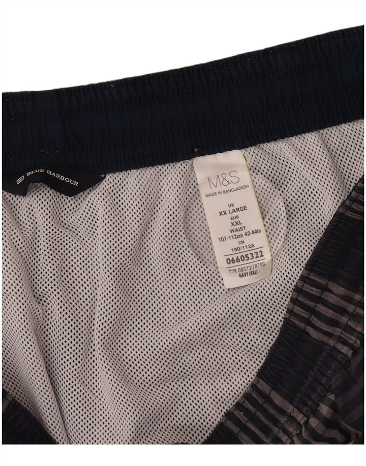 Męskie szorty kąpielowe Marks & Spencer Cargo 2XL, granatowe, bawełniane w kratkę