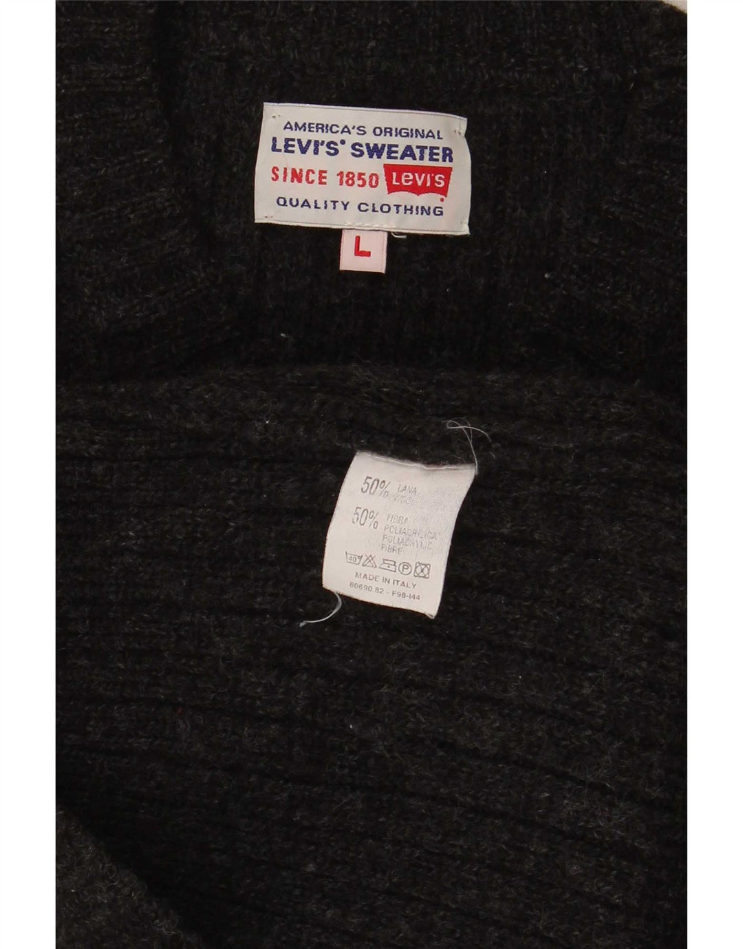 Męski sweter Levi's z dekoltem w kształcie litery V, duży, czarny, poliakrylowy