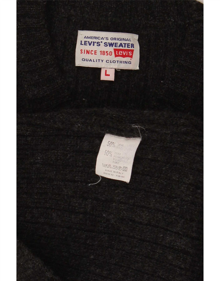 Męski sweter Levi's z dekoltem w kształcie litery V, duży, czarny, poliakrylowy