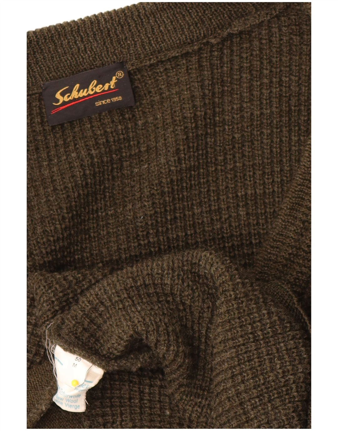 Vintage męski sweter kardigan IT 50 Medium Khaki, nowa wełna
