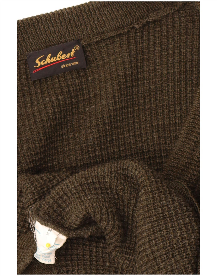 Vintage męski sweter kardigan IT 50 Medium Khaki, nowa wełna