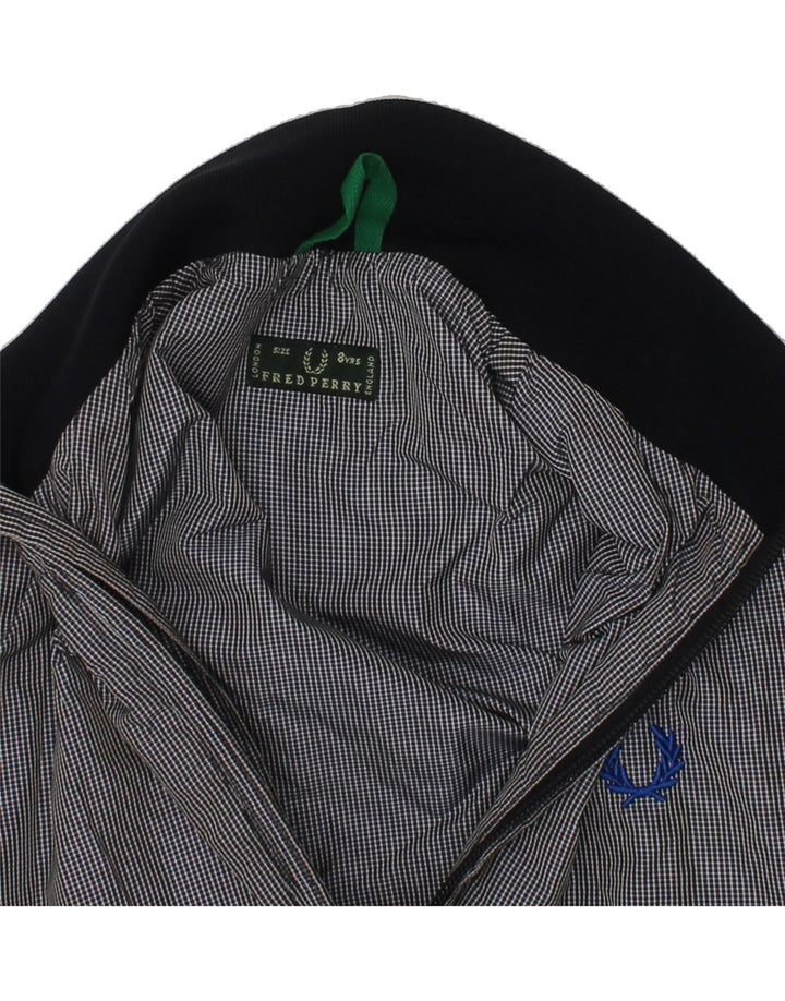 FRED PERRY Boys Bomber Jacket 7-8 Years Black Gingham Nylon Vintage Fred Perry and Second-Hand Fred Perry from Messina Hembry 
