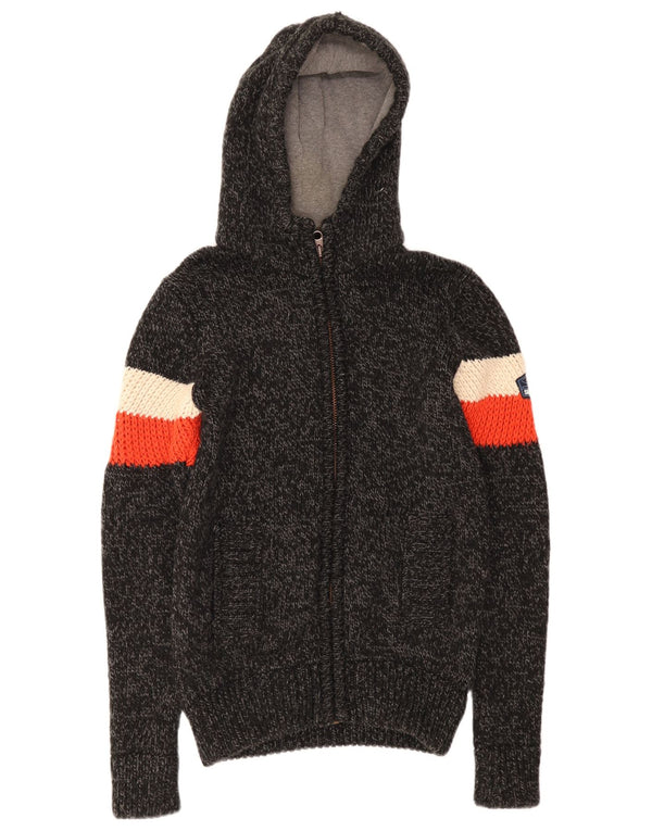 Męski sweter rozpinany z kapturem Superdry, średni czarny, akryl w blokach kolorystycznych