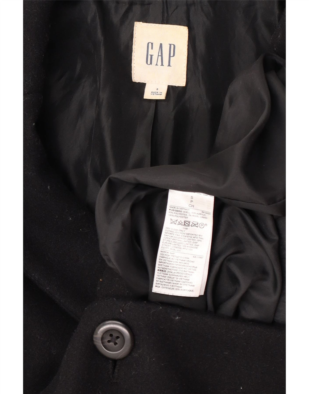 Damski płaszcz oversize Gap UK 10, mały, czarny, akrylowy
