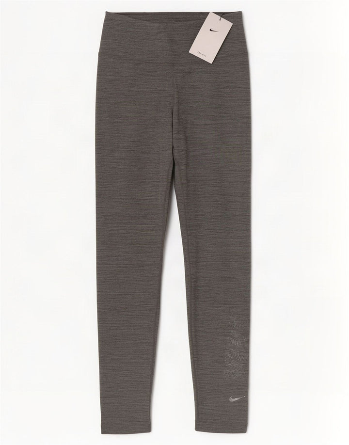 Damskie legginsy Nike Dri Fit Graphic UK 4 XS Szary, nakrapiany poliester