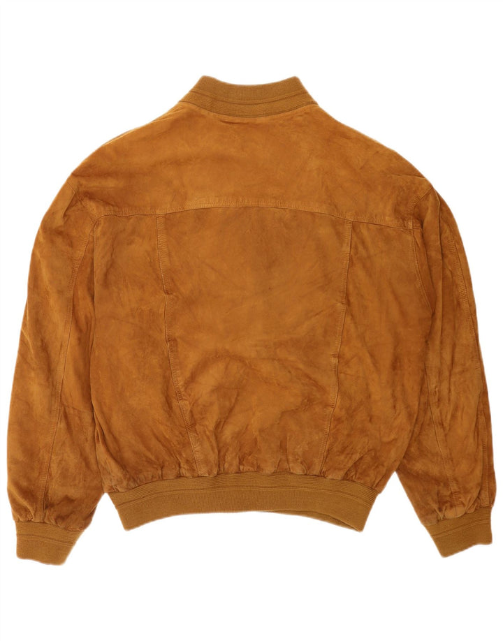 Vintage męska zamszowa kurtka bomber IT 56 2XL beżowa skóra