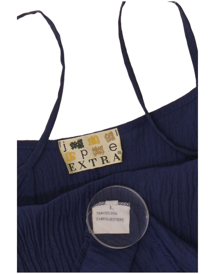 Damska sukienka na ramiączkach VINTAGE UK 14, duża, granatowa wiskoza