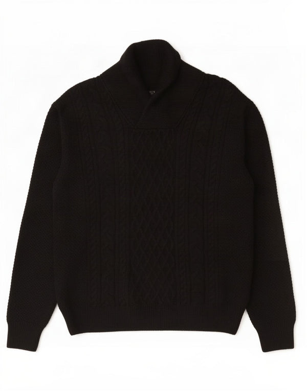 Zara Męski sweter z szalowym dekoltem XL Granatowy akryl