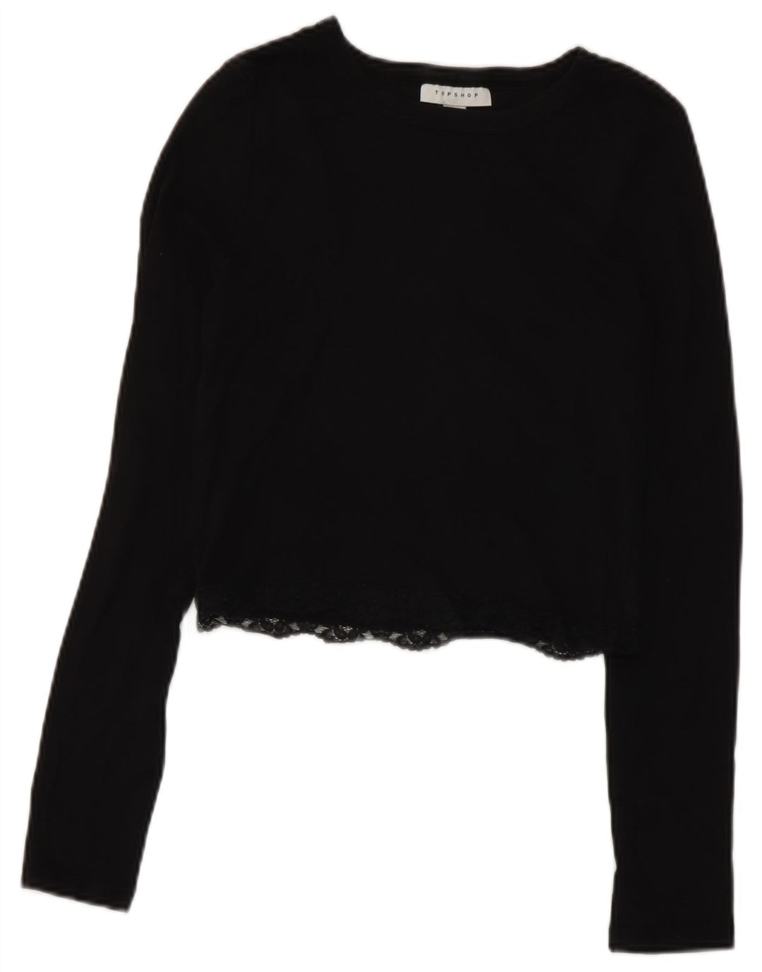 Topshop damski krótki top z długim rękawem UK 10, mały, czarny