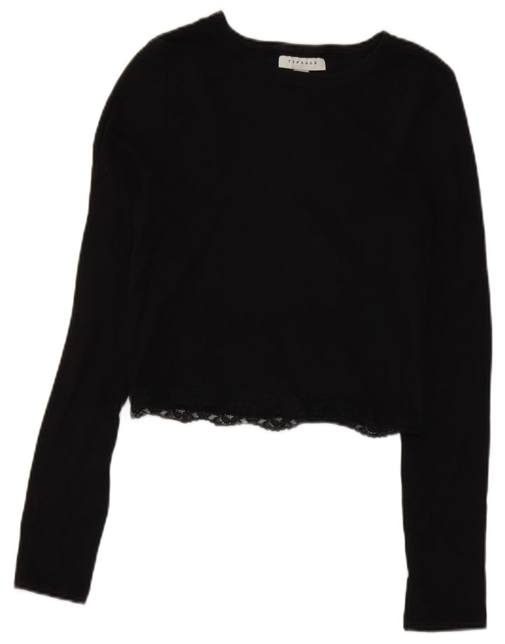 Topshop damski krótki top z długim rękawem UK 10, mały, czarny