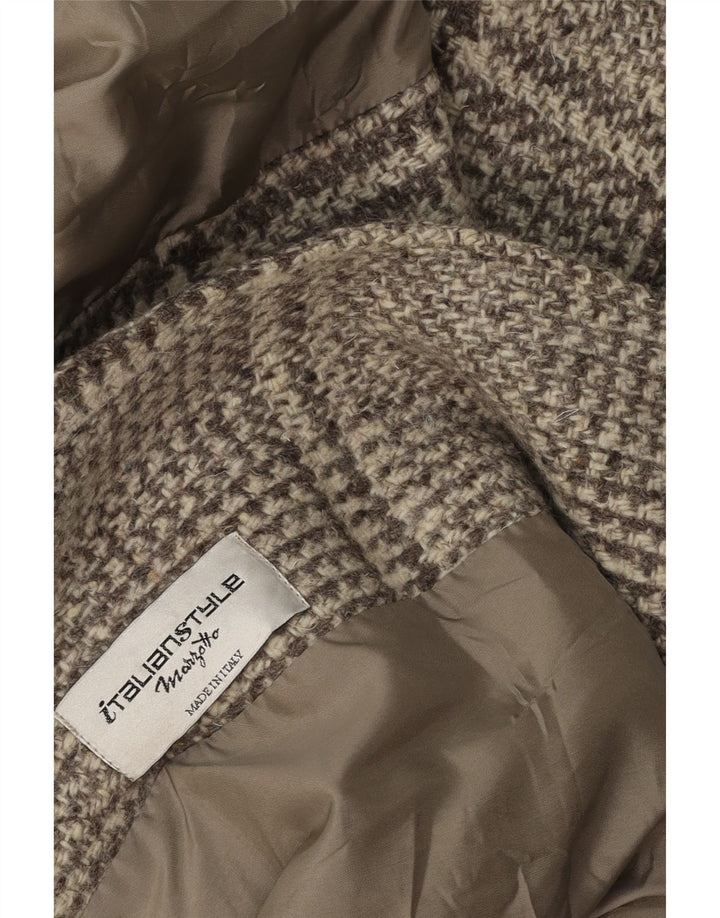 Vintage damski płaszcz oversize UK 16 w dużą szarą kratkę