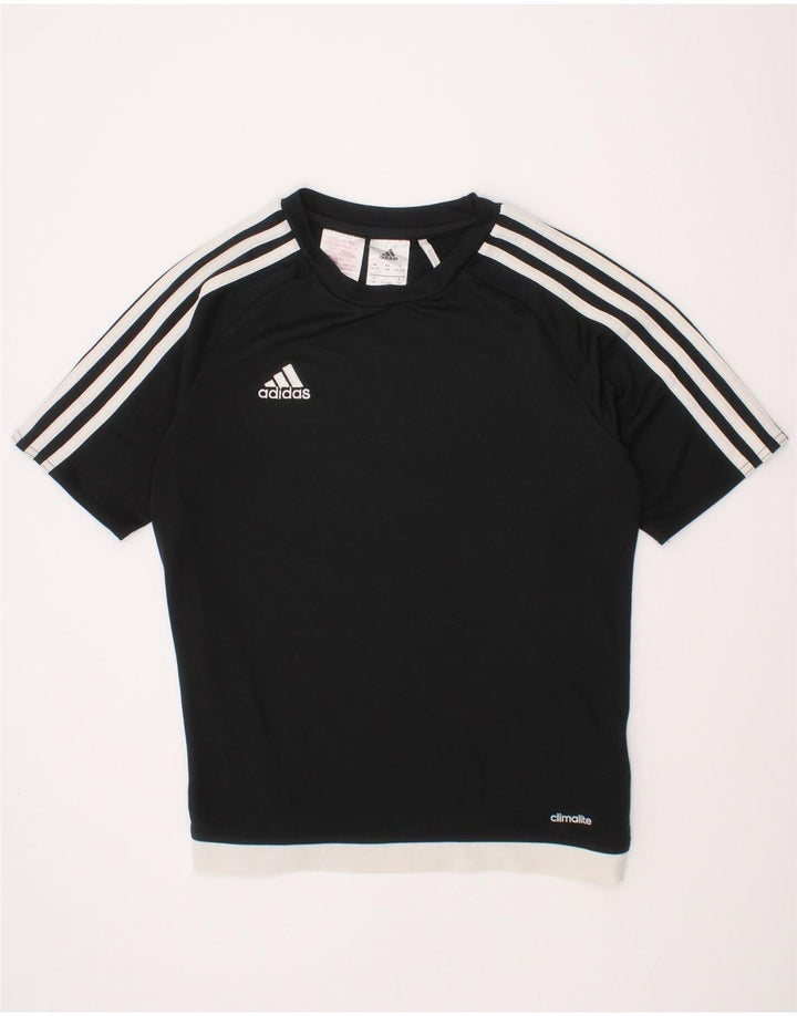 Chłopięcy t-shirt ADIDAS Climalite 11-12 lat, czarny poliester z blokami kolorów