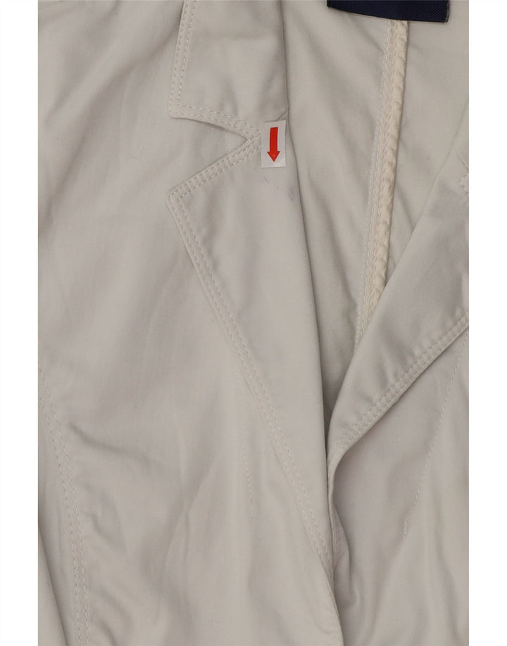 Damska marynarka TRUSSARDI zapinana na 3 guziki IT 40, mała, biała, bawełniana