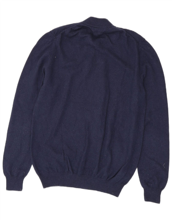 Męski sweter rozpinany Massimo Dutti, duży, granatowy, wełniany