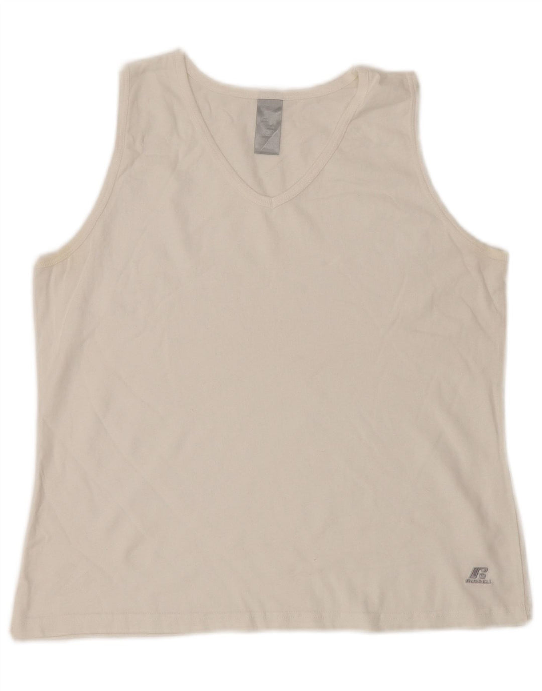 Top damski RUSSELL ATHLETIC UK 16, duży, biały, bawełniany