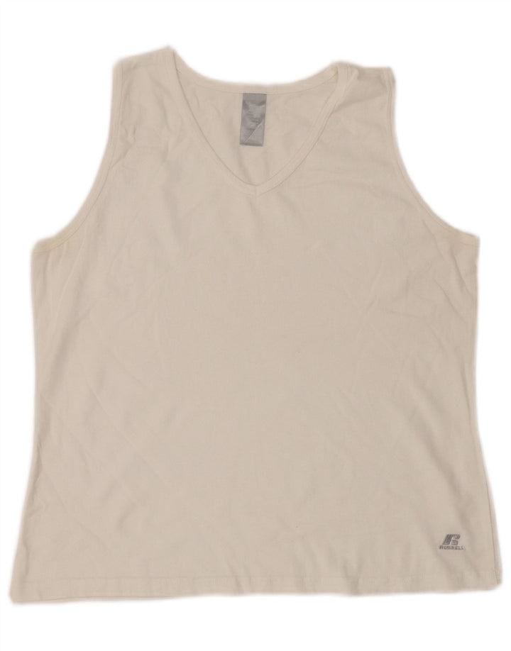Top damski RUSSELL ATHLETIC UK 16, duży, biały, bawełniany