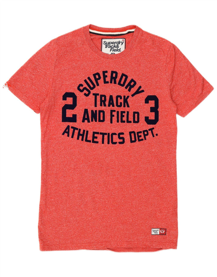 SUPERDRY Męski T-shirt z grafiką, mały, czerwony, bawełniany