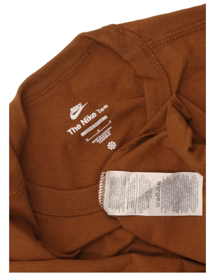 Męska koszulka t-shirtowa o luźnym kroju Nike, średnia brązowa bawełna