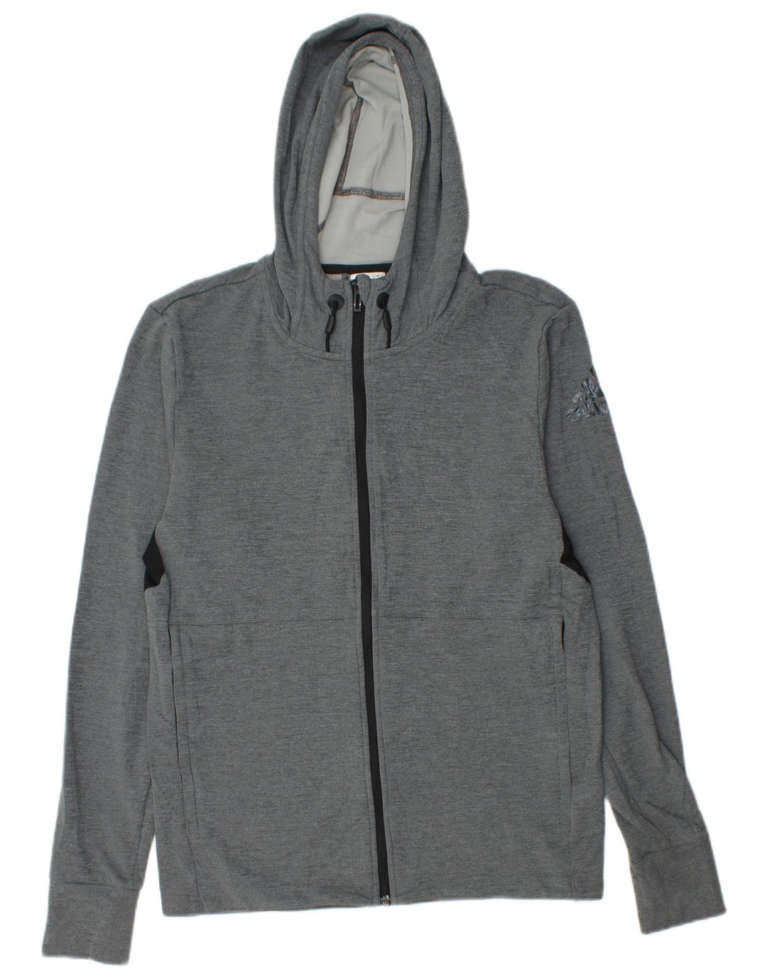 Męski sweter ADIDAS Climacool z grafiką i zamkiem błyskawicznym, mały, szary, z blokami kolorów