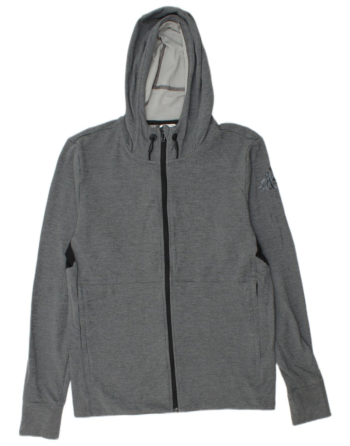 Męski sweter ADIDAS Climacool z grafiką i zamkiem błyskawicznym, mały, szary, z blokami kolorów