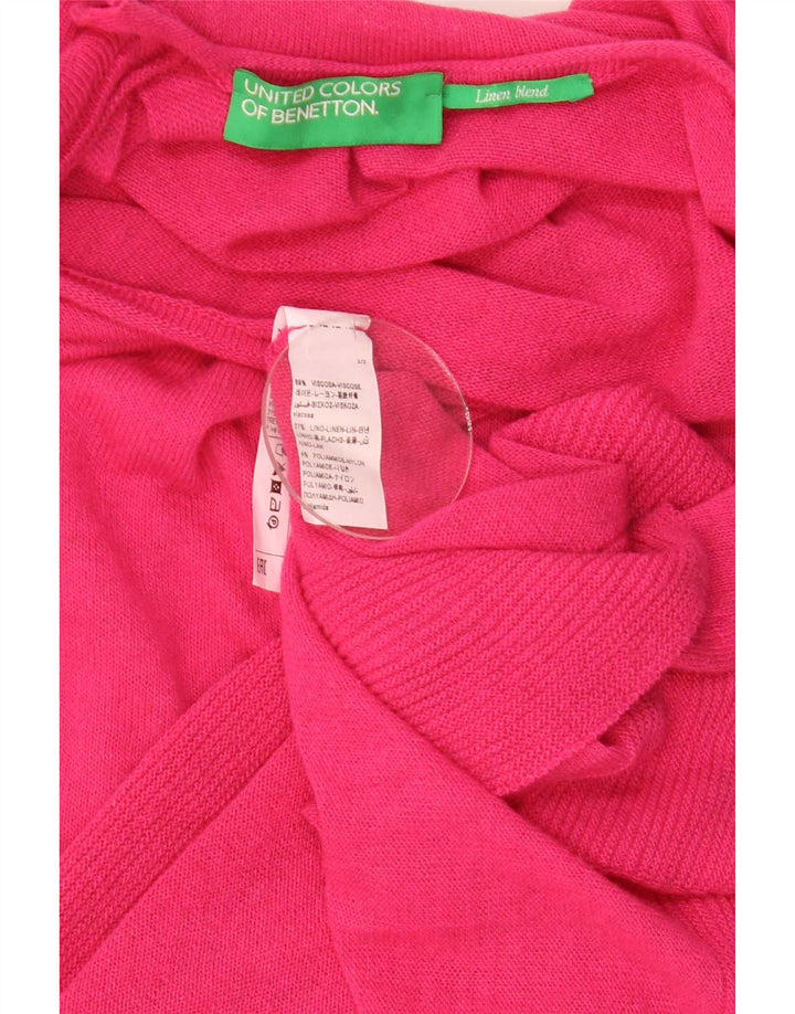 Damski sweter oversize Benetton z krótkim rękawem, UK 14, średni róż