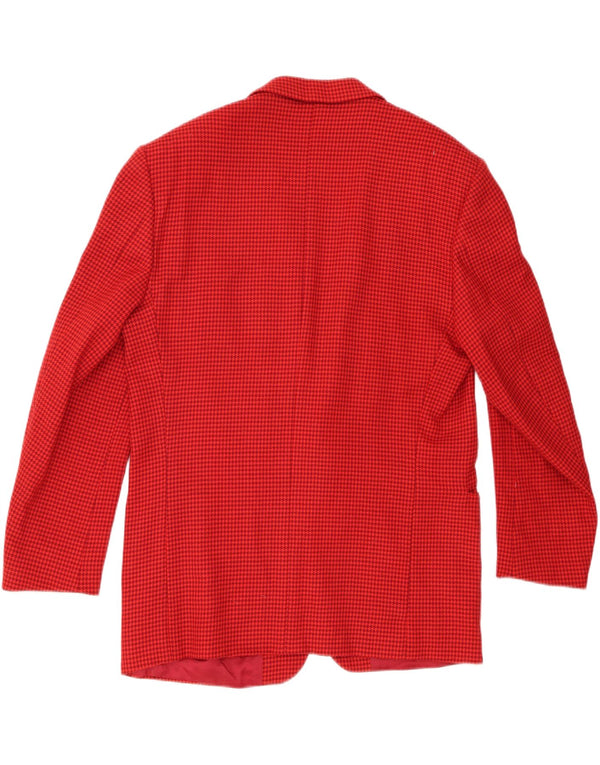 Vintage męska marynarka zapinana na 2 guziki IT 52 XL, czerwona wełna w pepitkę