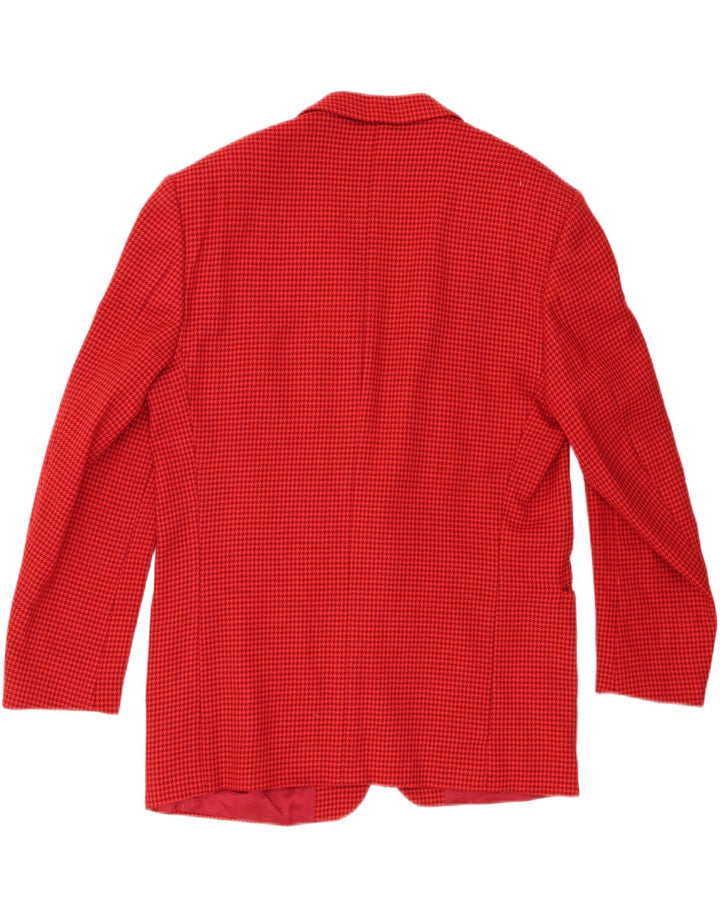 Vintage męska marynarka zapinana na 2 guziki IT 52 XL, czerwona wełna w pepitkę