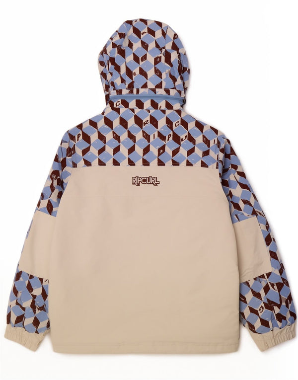 Męska kurtka wiatrówka z kapturem Rip Curl UK 40, duża, biała, geometryczna, sportowa