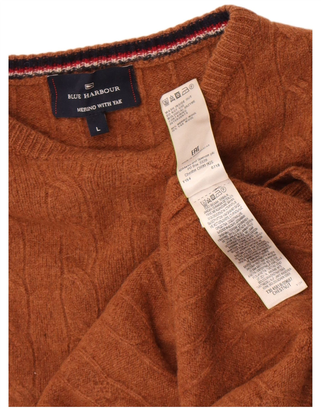 Sweter chłopięcy Marks & Spencer z okrągłym dekoltem, 12-13 lat, brązowy