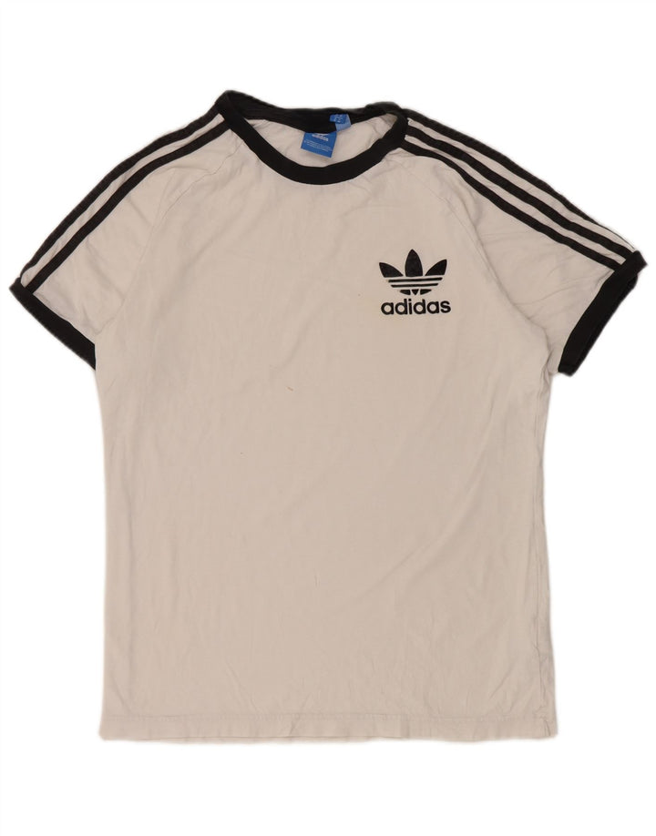 Adidas Męski T-shirt Top Średniej Białej Bawełny z Blokami Kolorów