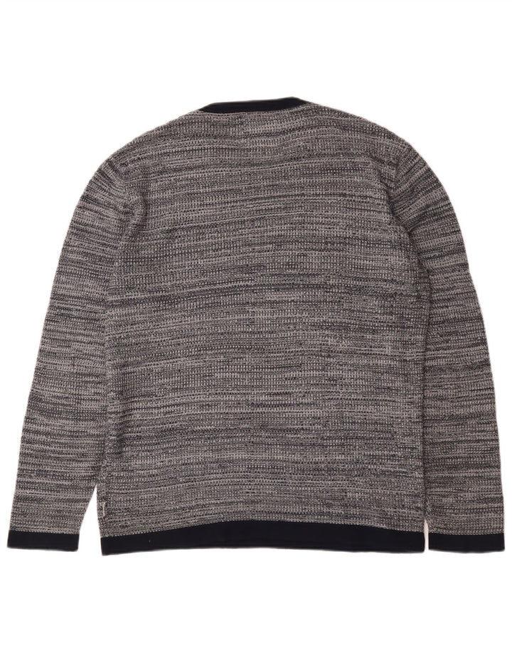 Męski sweter Jack & Jones z okrągłym dekoltem, średnioszary, bawełniany w plamki
