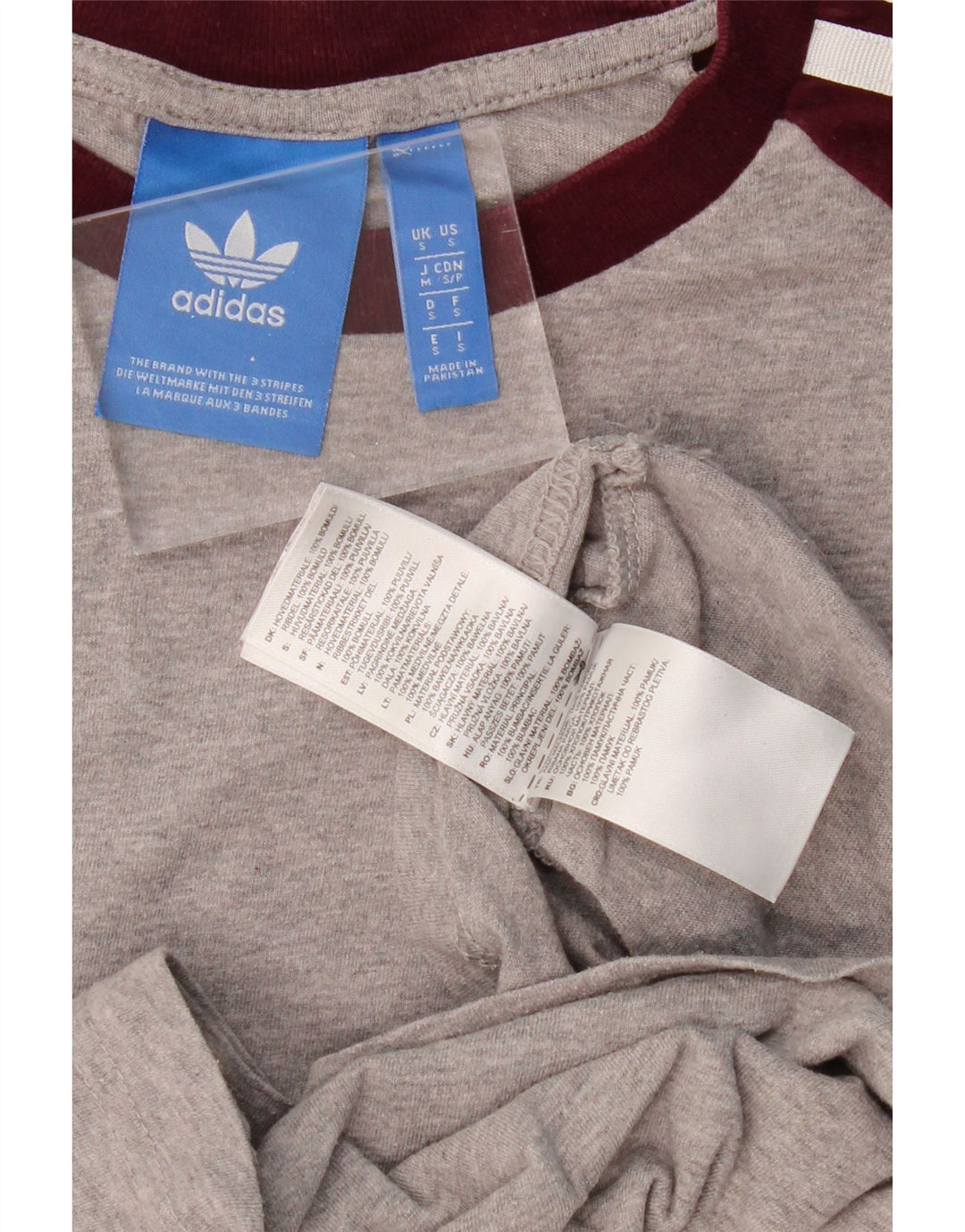 T-shirt męski ADIDAS, mały, szary, bawełniany z blokami kolorów