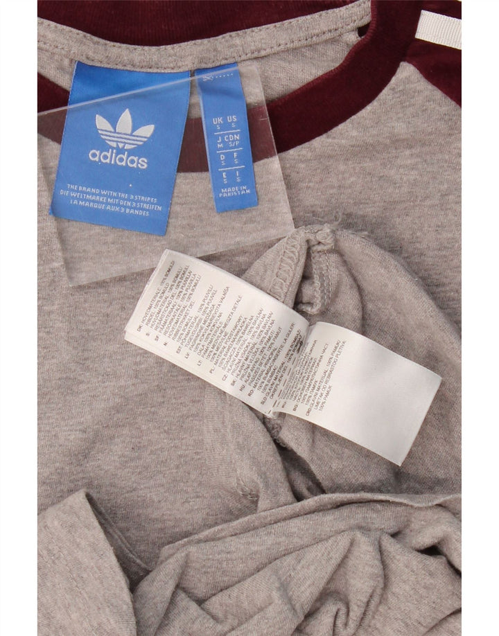 T-shirt męski ADIDAS, mały, szary, bawełniany z blokami kolorów