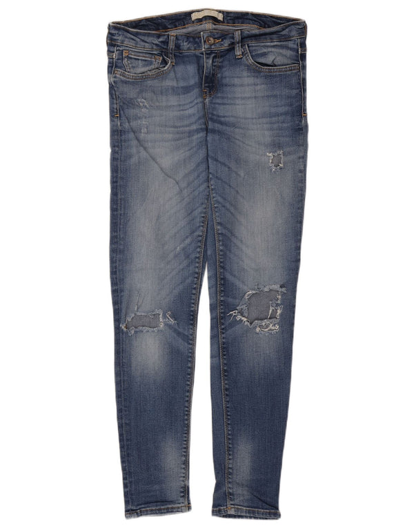 Damskie jeansy rurkowe Zara w trudnej sytuacji EU 38 Small W28 L29 Niebieskie