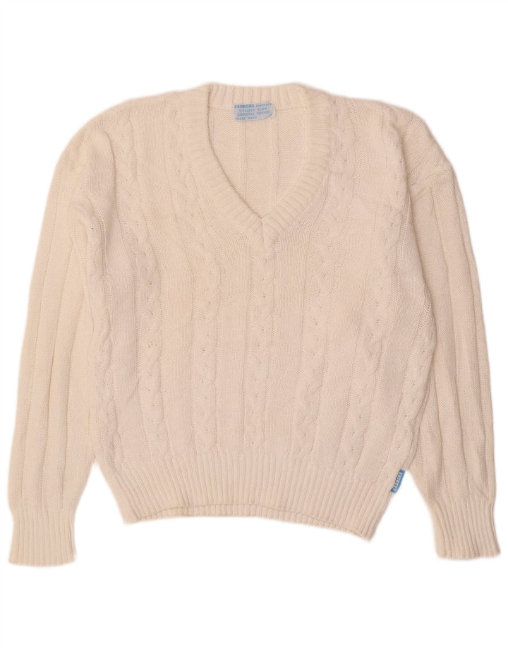 CARRERA Męski sweter z dekoltem w kształcie litery V, mały, biały, bawełniany